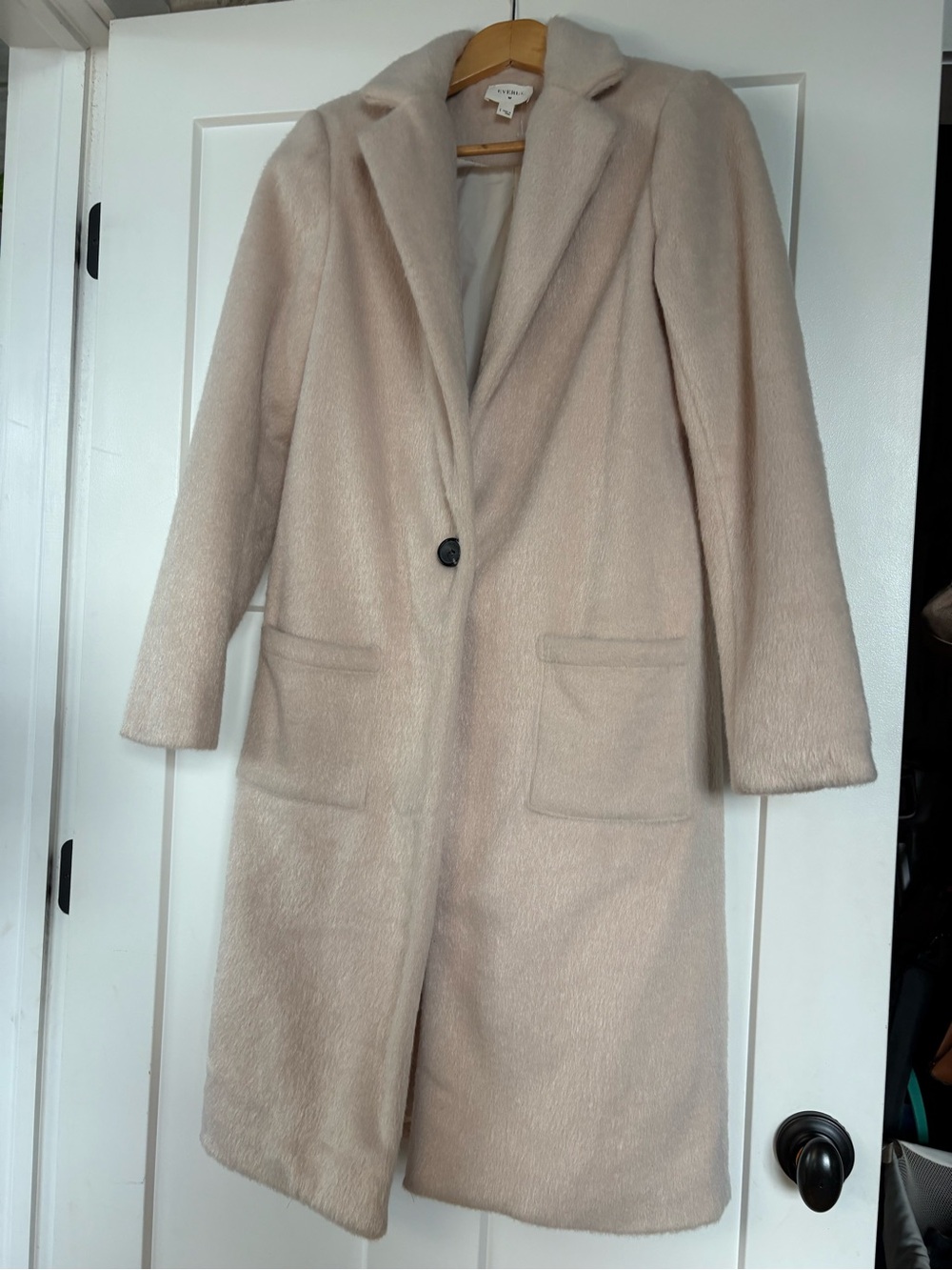 Everly Women’s Cream Colored Long Wool-Blend Coat Size Small - Picture 5 of 15